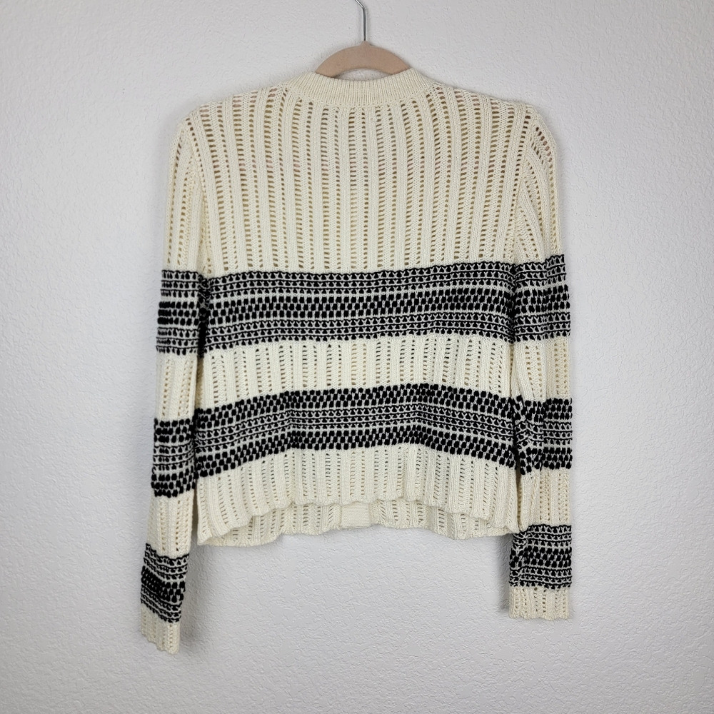 Ramy Brook Sarah Striped Cardigan Knitted Black White Buttons XL - Picture 6 of 11